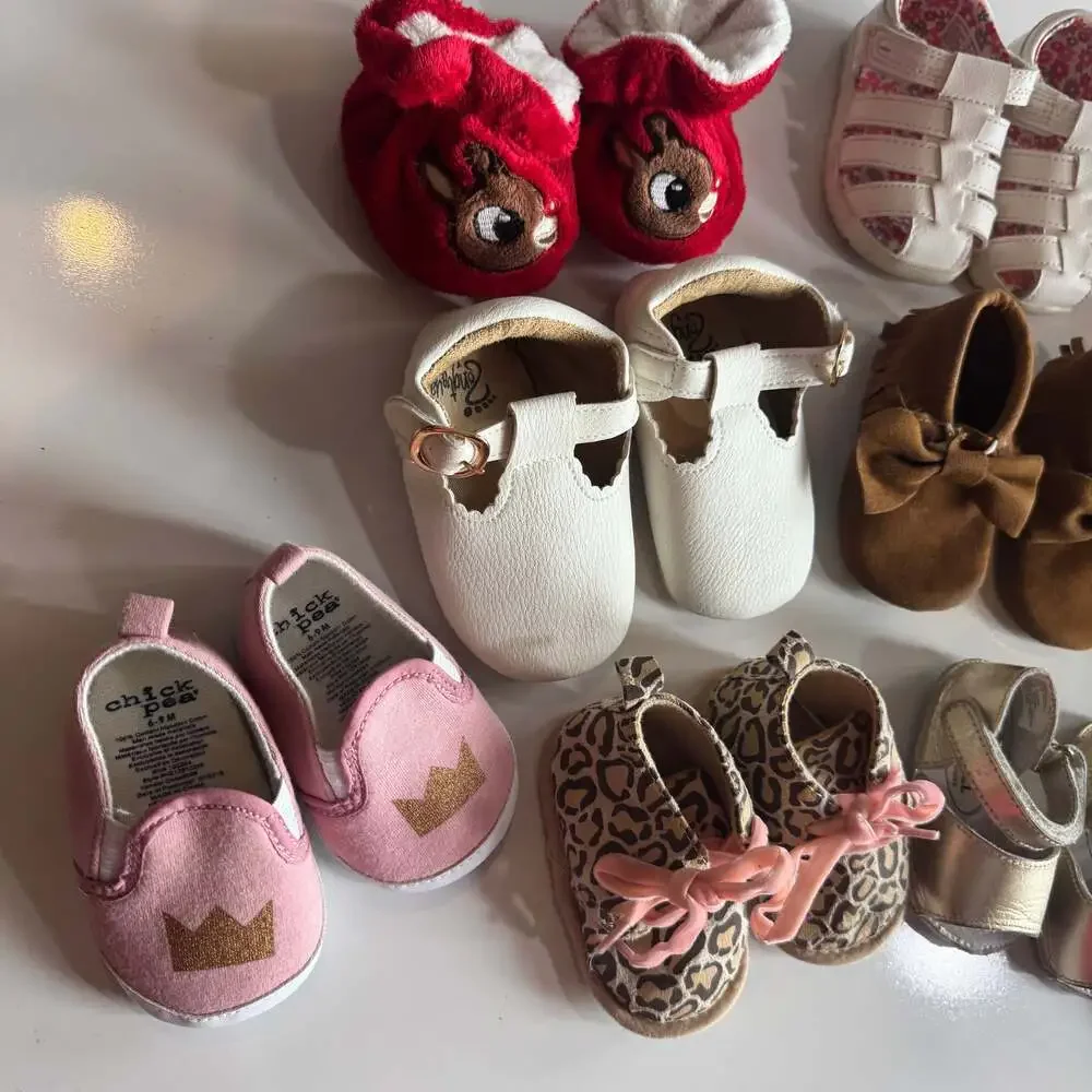 Lot of 10 pairs of Baby girl shoes 0M-Size 3 - Picture 3 of 9